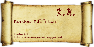 Kordos Márton névjegykártya