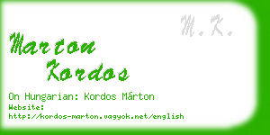 marton kordos business card
